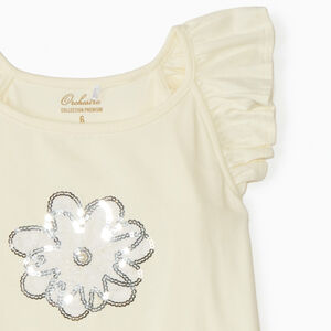 Camiseta sin mangas con detalles fantasía y flores de lentejuelas niña 
