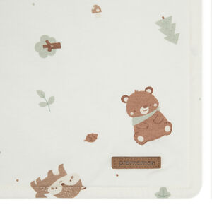 Manta bicolor 80 x 110 cm estampado animales Roi des Forêts écru 