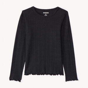 T-shirt manches longues avec cœur brodé pour fille    Main T-shirt manches longues avec cœur brodé pour fille