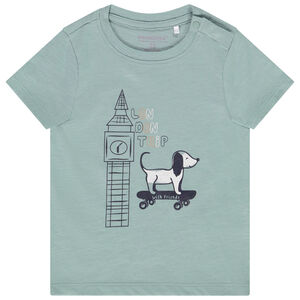 Camiseta de manga corta de punto flameado estampado Londres para bebé niño 