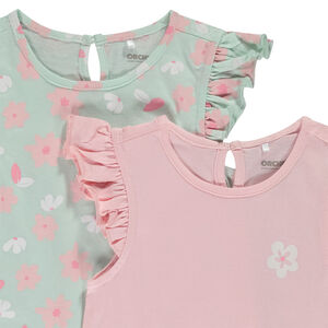 Pack de 4 camisetas de manga corta con volantes para bebé niña 