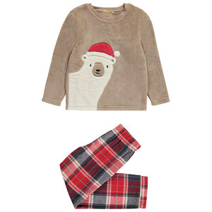 Conjunto de pijama de 2 piezas con pantalón de franela a cuadros  Main Conjunto de pijama de 2 piezas con pantalón de franela a cuadros