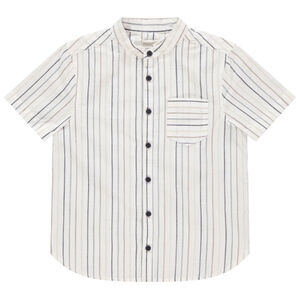 Chemise manches courtes en coton à rayures et poche 
