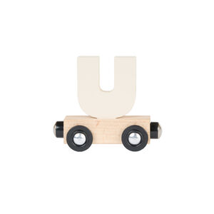 Wagon de madera letra "U" - azul 