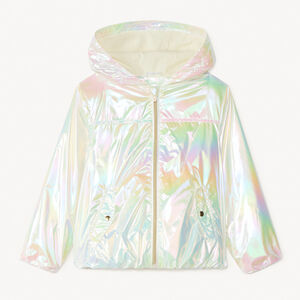 Cortavientos iridiscente con capucha para niña 
