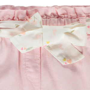 Short de tela armada con cinturón para atar para niña bebé 