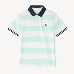 Polo de rayas con bordado de barco para niño. 