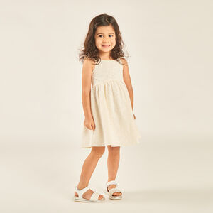 Vestido de tirantes de bordado inglés con espalda descubierta para niña. 