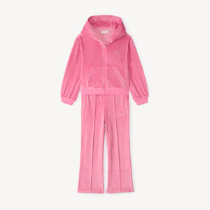 Conjunto de chaleco con capucha y pantalón de chándal de terciopelo niña 