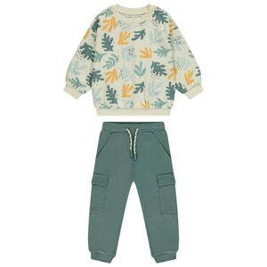 Conjunto de chándal oversize estampado de hojas para bebé niño 