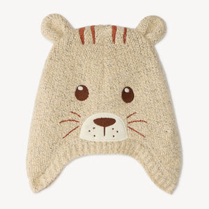 Bonnet bébé garçon en tricot doublé sherpa avec oreilles en relief 