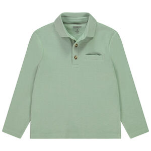 Polo de manga larga liso de punto nido de abeja para niño 