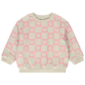 Sudadera oversize de felpa con estampado de cuadros para bebé niña 