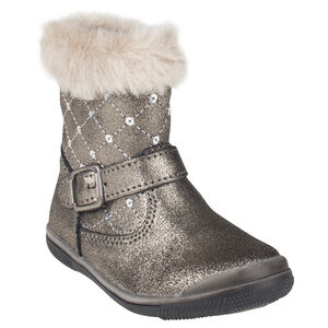 Botines de cuero de color plateado con lentejuelas de pelo sintético 