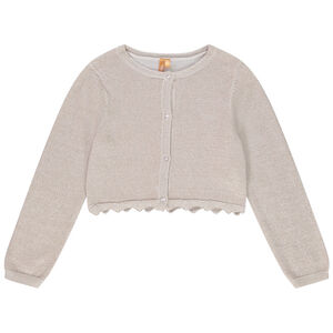 Gilet corto de punto con base festoneada para niña  Main Gilet corto de punto con base festoneada para niña