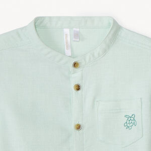Camisa de manga corta con cuello mao y bordado de animales para bebé niño 