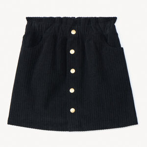 Falda corta de terciopelo con forma de paperbag + botones en la parte delantera para niña  Main Falda corta de terciopelo con forma de paperbag + botones en la parte delantera para niña