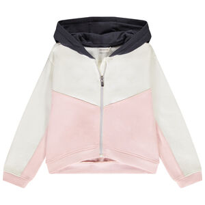 Chaleco de felpa efecto colorblock con capucha niña 