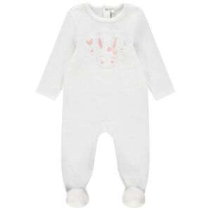Pelele de terciopelo con estampado de conejito y corazones para bebé niña 