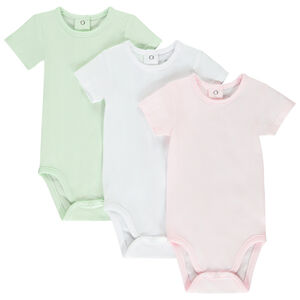 Lote de 3 Bodies de manga corta lisos para bebé niña 