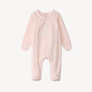 Pelele de terciopelo devorado con parche de conejitos para niña. 