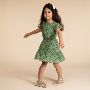 Vestido de manga corta con estampado floral para niña 