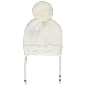 Gorro de punto para bebé niña con pompón 
