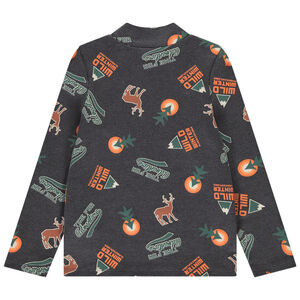Camiseta de cuello chimenea estampada de fantasía para niño 