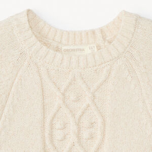 Jersey liso de punto trenzado brillante para niña 