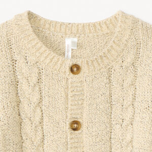 Chaqueta de punto trenzado lisa con botones para bebé 