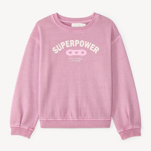 Sudadera oversize para niña en rosa lavado. 