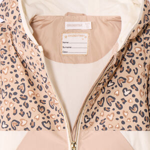 Cortavientos retro con estampado de corazones estilo leopardo niña 