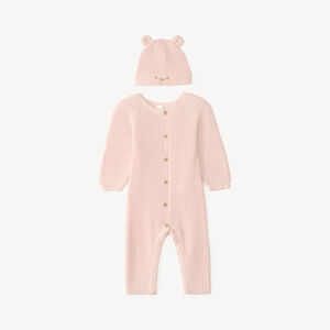 Conjunto de 2 piezas: mono + gorro de punto para niña bebé. 