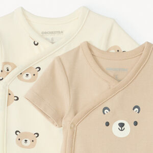 Lote de 2 bodies de manga corta de ositos para bebé niño 