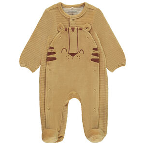 Pelele divertido de terciopelo con estampado de tigre para bebé niño 