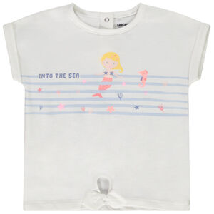 Camiseta de manga corta tipo boxy de jersey con estampado para bebé niña 