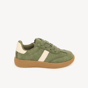 Zapatillas bajas para niño efecto ante con cordones y cremallera. 