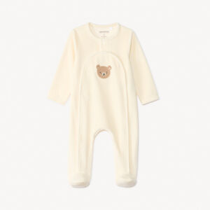 Pelele de terciopelo con parche de bucle de osito para bebé 