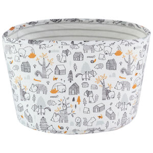 Cesta de popelina con estampado de animales del bosque.  Main Cesta de popelina con estampado de animales del bosque.