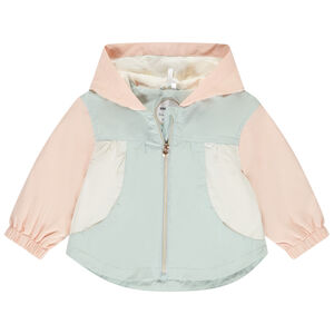 Cortavientos efecto colorblock con capucha para bebé niña 