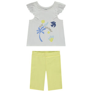 Conjunto de 2 piezas con camiseta sin mangas de fantasía con bordado inglés para niña 