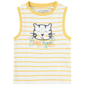 Camiseta sin mangas rayada con parche de tigre para bebé niño 