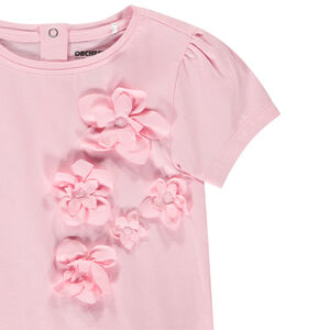 Camiseta de manga corta con flores 3D para bebé niña 
