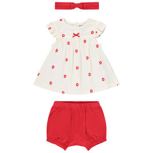 Conjunto 3 piezas con blusa estampada de flores para bebé niña 