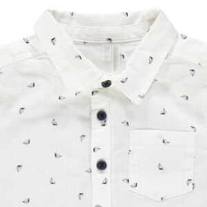Chemise manches courtes imprimée bateaux all-over 