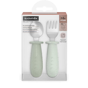 Pack de 2 cubiertos silicona y acero inoxidable 6M+ Colour Essence verde 