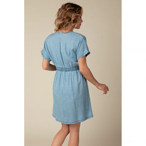 Vestido camisón de maternidad efecto denim con mangas cortas 