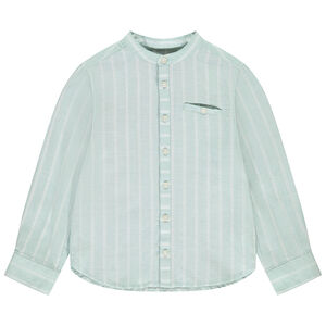 Camisa de manga larga a rayas con cuello mao para niño 