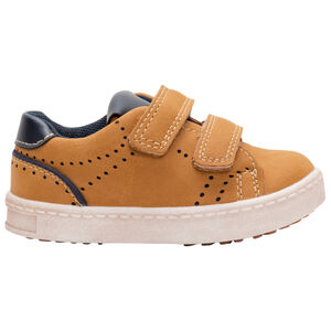 Zapatillas camel con velcro y detalles en contraste 