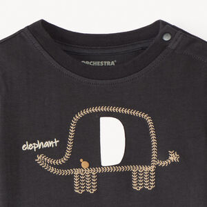 Camiseta de manga corta con bordado de elefante para bebé niño 